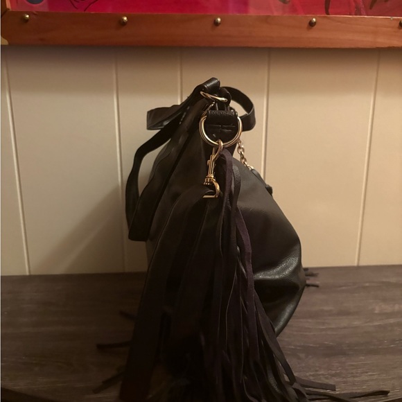 Christian Siriano Black Shoulder Bag with Fringe Details - Picture 2 of 6